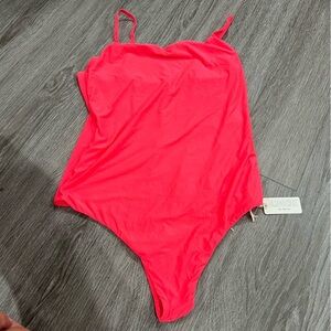 Aerie smoothed neon pink Vibrant Pink bodysuit L